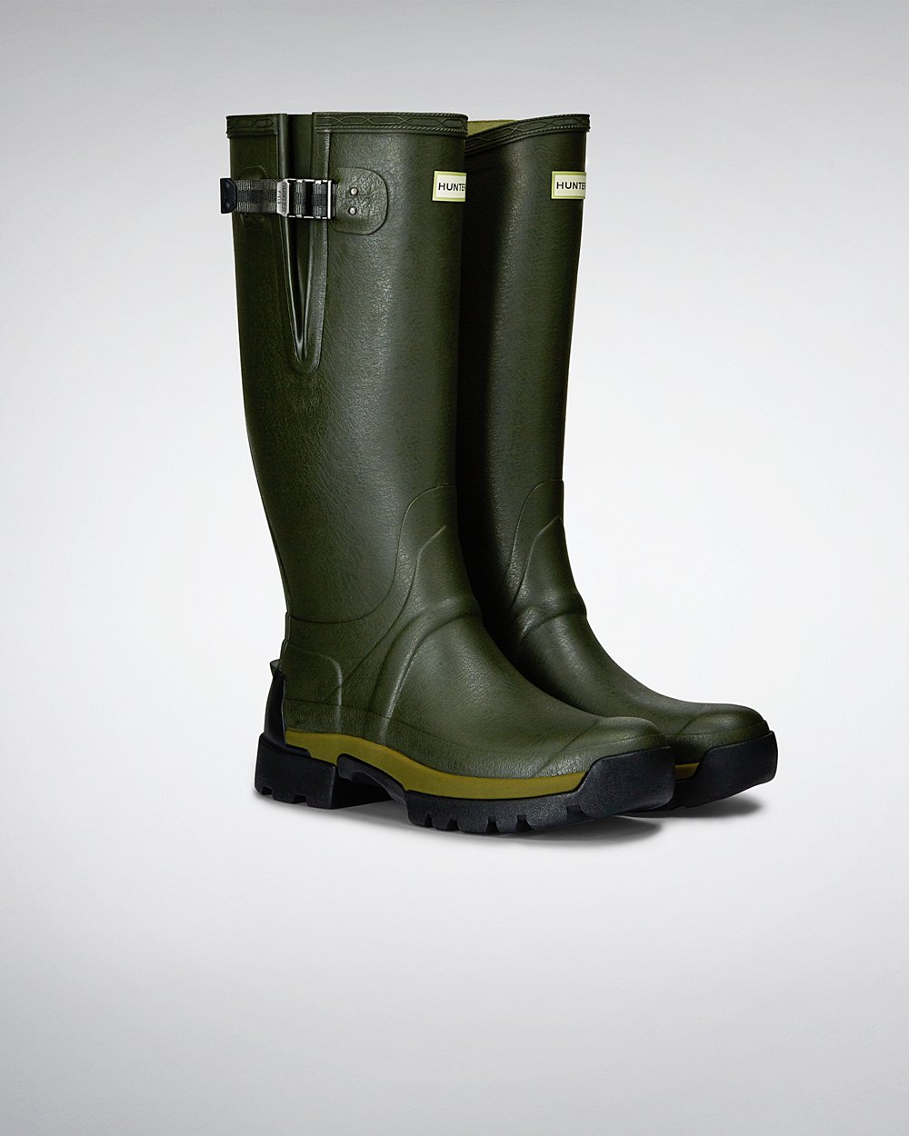 Mens Hunter Tall Rain Boots Dark Olive - Balmoral Bamboo Carbon - 2478016-LH